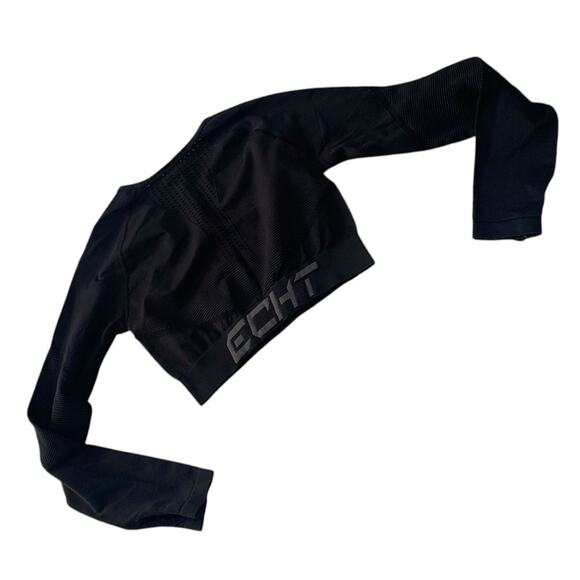Echt women's medium crop black long sleeve work out top athletic gym lulu work o - Picture 2 of 9